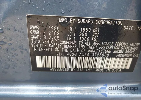 2018 Subaru Impreza 2.0I Limited from USA, damaged, VIN 4S3GTAU64J3725000